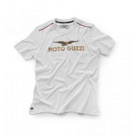 T shirt moto Guzzi logo blanc